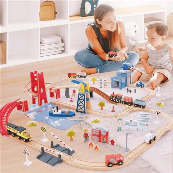 Giant bean 117 Pcs Busy Port City Train Set for Kids- Expandable & Changeable - Picture 2 of 7